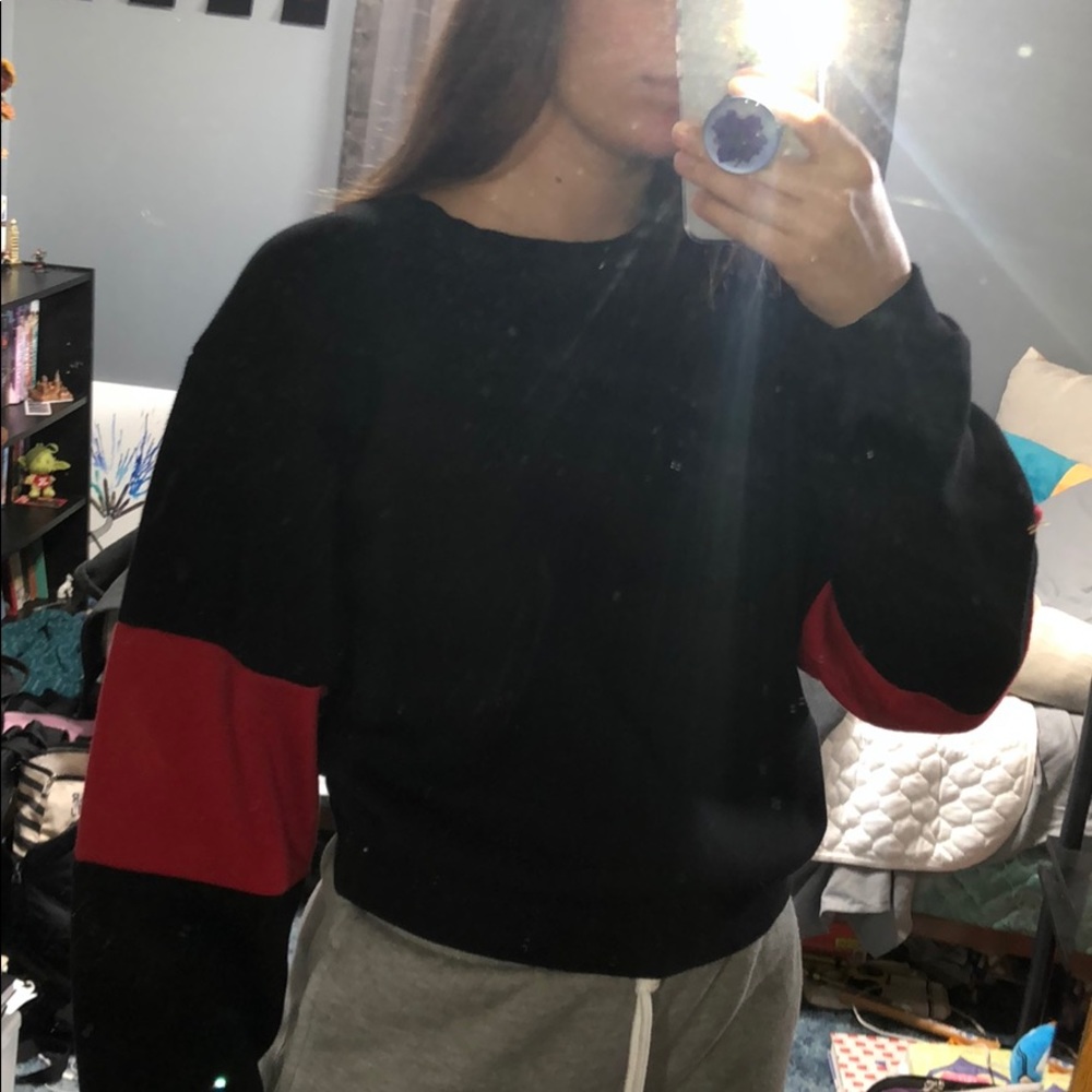Black and Red Oversized Sweater